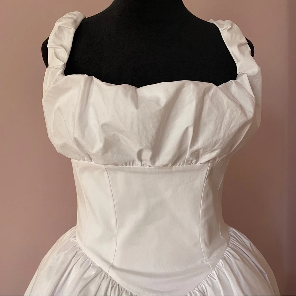 House of CB- Le Puff White Cotton Tulle Mini Dress Square Neck Romantic Size M